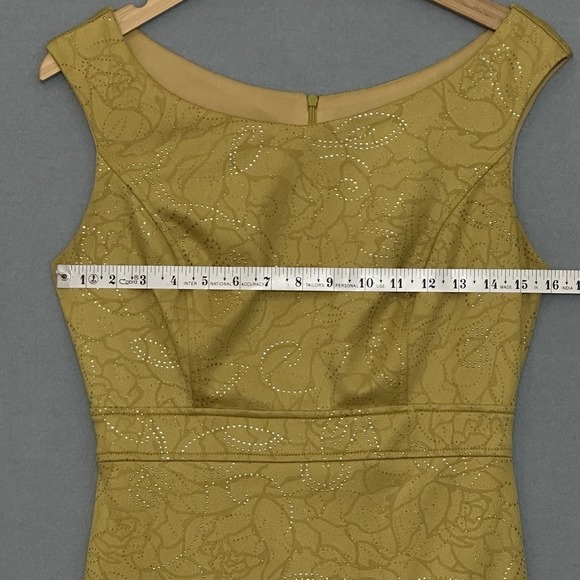 Vintage Y2K Womens Dress M Mustard Yellow Sparkle Fitted Bodycon Retro 90s USA - Picture 8 of 14